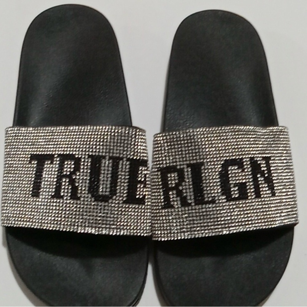 Slides by True Religion rhinestone design for woman size 9